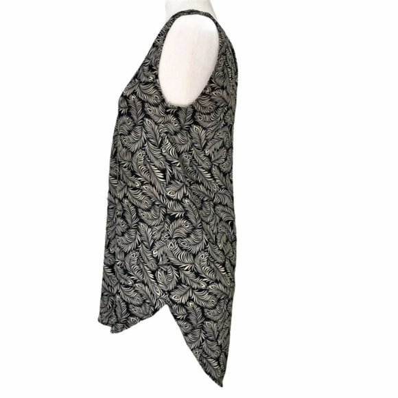 H&M Tropical Leaf Peacock Feather Pattern Print Tunic Tank Top | Size 2 - Picture 2 of 10